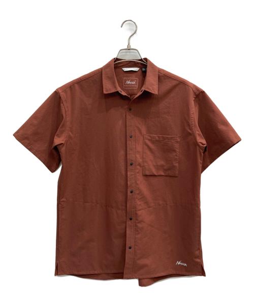 NANGA（ナンガ）NANGA (ナンガ) ドットエアコンフィーショートスリーブシャツ ブラウン サイズ:Sの古着・服飾アイテム