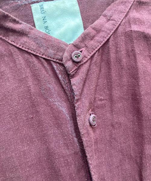BRU NA BOINNE（ブルーナボイン）BRU NA BOINNE (ブルーナボイン) スナフリネンシャツ ボルドー サイズ:Mの古着・服飾アイテム