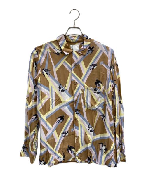 BRU NA BOINNE（ブルーナボイン）BRU NA BOINNE (ブルーナボイン) スワロービーム&アカプルコL/Sシャツ ベージュ サイズ:Mの古着・服飾アイテム