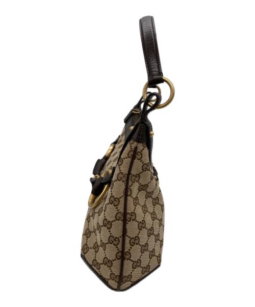GUCCI（グッチ）GUCCI (グッチ) GGキャンバスホースビットショルダーバッグ ブラウン サイズ:表記なしの古着・服飾アイテム