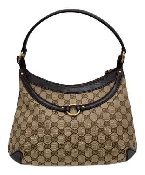 GUCCI（グッチ）GUCCI (グッチ) GGキャンバスホースビットショルダーバッグ ブラウン サイズ:表記なしの古着・服飾アイテム
