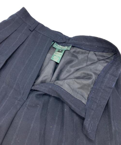 LAUREN RALPH LAUREN（ローレンラルフローレン）LAUREN RALPH LAUREN (ローレンラルフローレン) ストライプウールスラックス ネイビー サイズ:4の古着・服飾アイテム