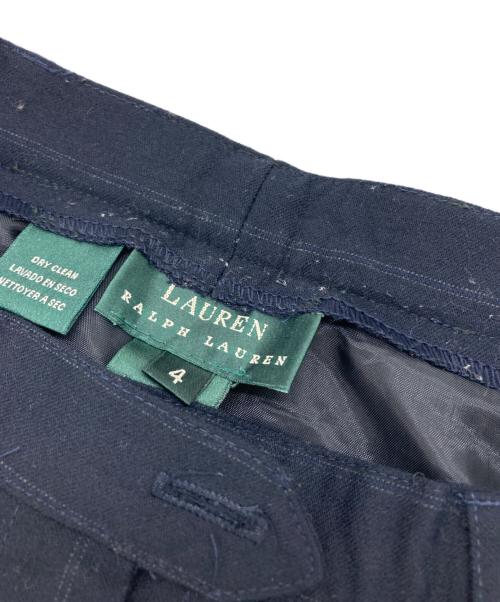 LAUREN RALPH LAUREN（ローレンラルフローレン）LAUREN RALPH LAUREN (ローレンラルフローレン) ストライプウールスラックス ネイビー サイズ:4の古着・服飾アイテム