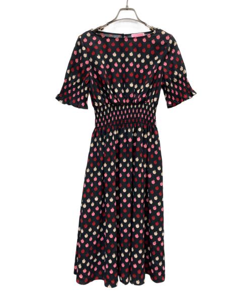 Kate Spade（ケイトスペード）Kate Spade (ケイトスペード) リンゴ柄ワンピース ブラック サイズ:XSの古着・服飾アイテム