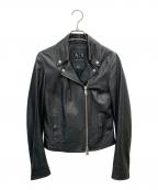 ARMANI EXCHANGEアルマーニ エクスチェンジ）の古着「ラムレザーダブルライダースジャケット」｜ブラック