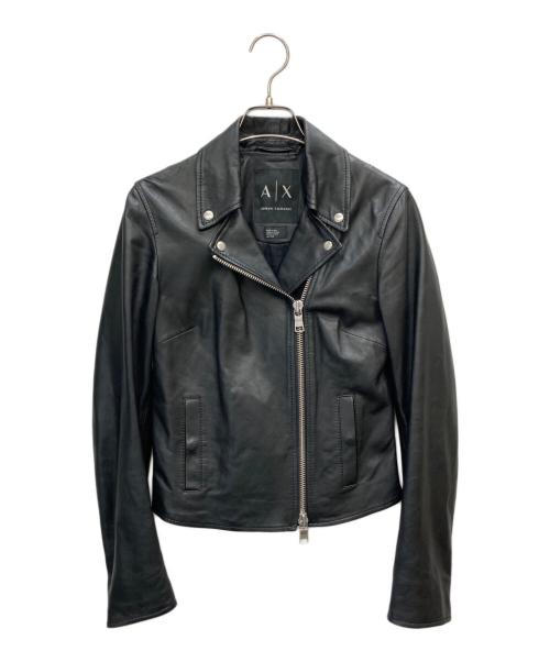 ARMANI EXCHANGE（アルマーニ エクスチェンジ）ARMANI EXCHANGE (アルマーニ エクスチェンジ) ラムレザーダブルライダースジャケット ブラック サイズ:XSの古着・服飾アイテム
