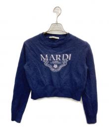 Mardi Mercredi（マルディメクルディ）の古着「METALLIC MARDI FLOWER KNIT PULLOVER」｜ネイビー