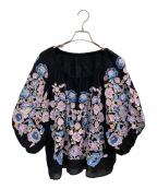 GRACE CONTINENTAL（グレースコンチネンタル）の古着「マルチフラワー刺繍ブラウス」｜ブラック