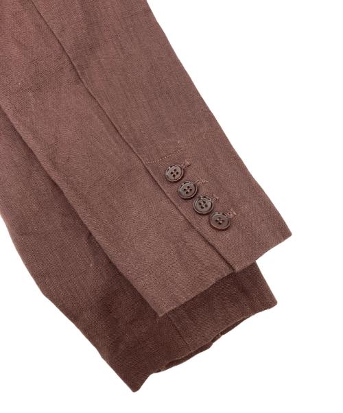 Omekashi（オメカシ）Omekashi (オメカシ) リネンノーカラージャケット ブラウン サイズ:FREEの古着・服飾アイテム