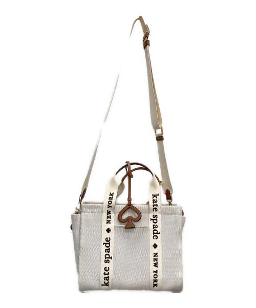 Kate Spade（ケイトスペード）Kate Spade (ケイトスペード) プレンティ キャンバス スモール トート ニュートラルマルチ×アイボリー×ブラウンの古着・服飾アイテム