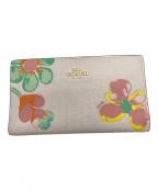 COACHコーチ）の古着「スリム ジップ ウォレット ウィズ ドリーミー ランド フローラル プリント」｜ピンク