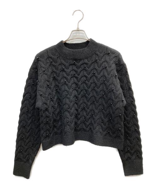 Apuweiser-riche（アプワイザーリッシェ）Apuweiser-riche (アプワイザーリッシェ) パールケーブルプルオーバー ニット ブラック サイズ:2の古着・服飾アイテム