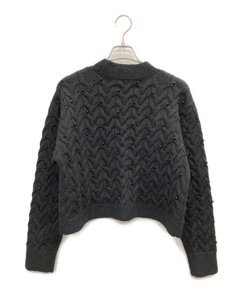Apuweiser-riche（アプワイザーリッシェ）Apuweiser-riche (アプワイザーリッシェ) パールケーブルプルオーバー ニット ブラック サイズ:2の古着・服飾アイテム