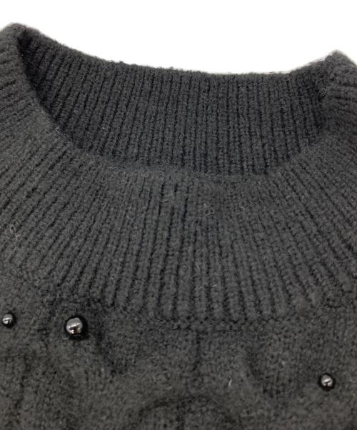 Apuweiser-riche（アプワイザーリッシェ）Apuweiser-riche (アプワイザーリッシェ) パールケーブルプルオーバー ニット ブラック サイズ:2の古着・服飾アイテム