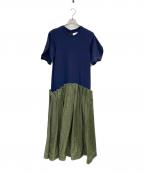 OMMOオーエムエムオー）の古着「OMMO SOLID TUCK OP」｜ネイビー×グリーン