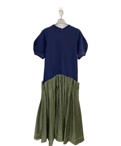 OMMO（オーエムエムオー）OMMO (オーエムエムオー) OMMO SOLID TUCK OP ネイビー×グリーン サイズ:SIZE 38の古着・服飾アイテム