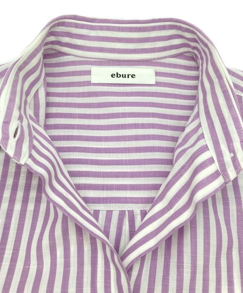 ebure（エブール）ebure (エブール) コットンリネンストライプ2wayシャツ パープル サイズ:36の古着・服飾アイテム