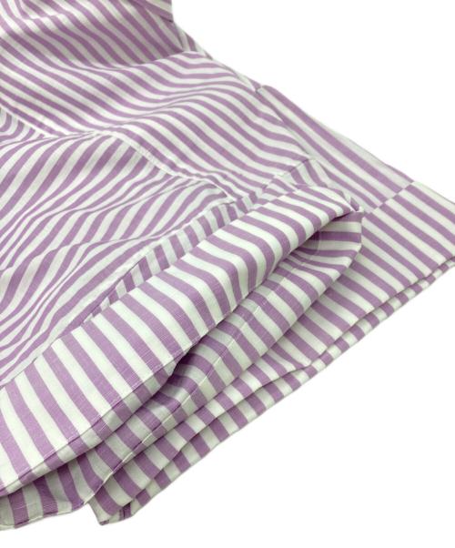 ebure（エブール）ebure (エブール) コットンリネンストライプ2wayシャツ パープル サイズ:36の古着・服飾アイテム