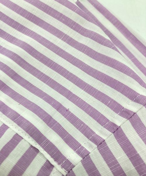 ebure（エブール）ebure (エブール) コットンリネンストライプ2wayシャツ パープル サイズ:36の古着・服飾アイテム