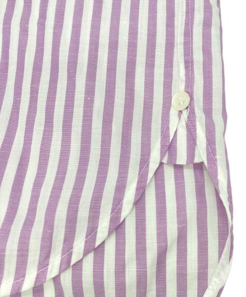 ebure（エブール）ebure (エブール) コットンリネンストライプ2wayシャツ パープル サイズ:36の古着・服飾アイテム