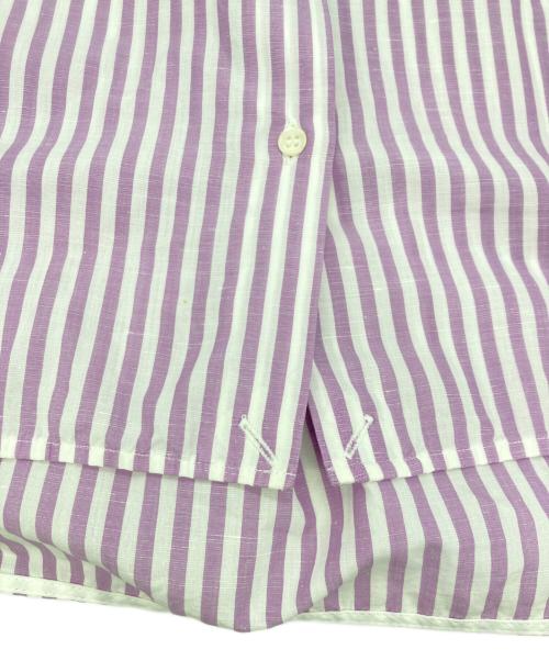 ebure（エブール）ebure (エブール) コットンリネンストライプ2wayシャツ パープル サイズ:36の古着・服飾アイテム