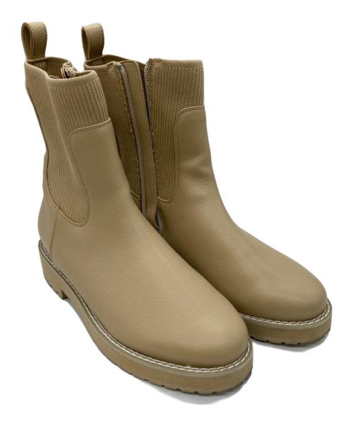 U.A. GreenLabelRelaxing（ユナイテッドアローズグリーンレーベル リラクシング）U.A. GreenLabelRelaxing (ユナイテッドアローズグリーンレーベル リラクシング) リブニットサイドゴアショートブーツ ベージュ サイズ:Mの古着・服飾アイテム