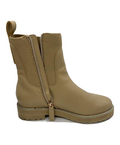 U.A. GreenLabelRelaxing（ユナイテッドアローズグリーンレーベル リラクシング）U.A. GreenLabelRelaxing (ユナイテッドアローズグリーンレーベル リラクシング) リブニットサイドゴアショートブーツ ベージュ サイズ:Mの古着・服飾アイテム