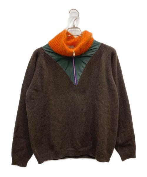 kolor/BEACON（カラービーコン）kolor/BEACON (カラービーコン) ハーフジップモヘヤセーター ブラウン×オレンジ サイズ:2の古着・服飾アイテム