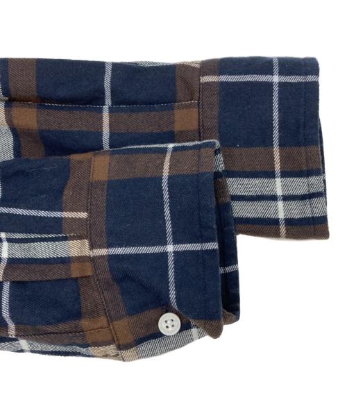 GD by James Mortimer（ジェームス・モルティマー）GD by James Mortimer (ジェームス・モルティマー) プルオーバーバンドカラーシャツ ブラウン×ネイビー サイズ:40の古着・服飾アイテム