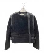 Chloeクロエ）の古着「ノーカラーレザーライダースジャケット」｜ブラック