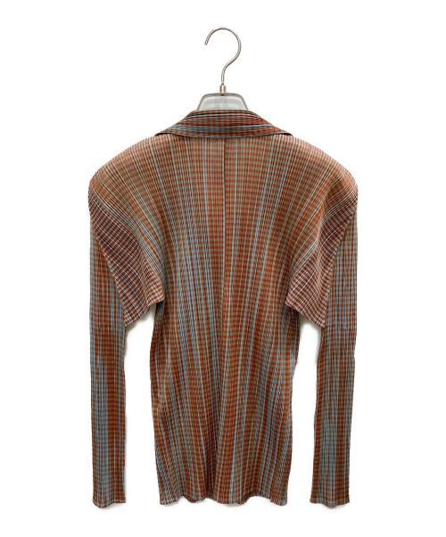 PLEATS PLEASE（プリーツプリーズ）PLEATS PLEASE (プリーツプリーズ) 襟付きプリーツブラウス オレンジ サイズ:3の古着・服飾アイテム