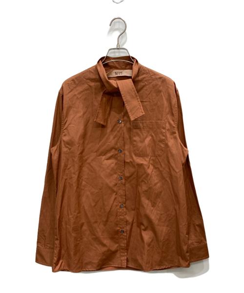 N°21（ヌメロヴェントゥーノ）N°21 (ヌメロヴェントゥーロ) ボウタイシャツ ブラウン サイズ:36の古着・服飾アイテム