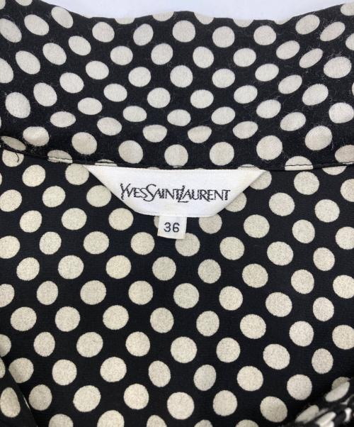 Yves Saint Laurent（イヴサンローラン）Yves Saint Laurent (イヴサンローラン) ドットフリルシャツ ベージュ×ブラック サイズ:36の古着・服飾アイテム