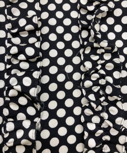 Yves Saint Laurent（イヴサンローラン）Yves Saint Laurent (イヴサンローラン) ドットフリルシャツ ベージュ×ブラック サイズ:36の古着・服飾アイテム