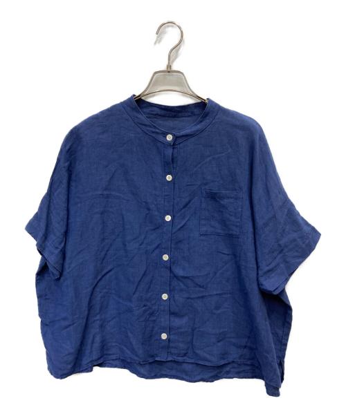 YAMMA（ヤンマ）YAMMA (ヤンマ) バンドカラーリネンシャツ ネイビー サイズ:FREEの古着・服飾アイテム