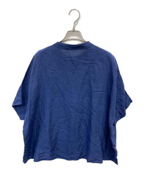 YAMMA（ヤンマ）YAMMA (ヤンマ) バンドカラーリネンシャツ ネイビー サイズ:FREEの古着・服飾アイテム