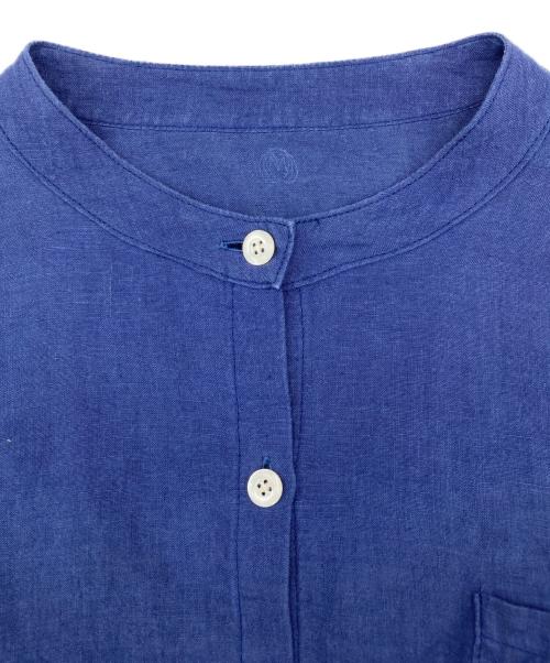 YAMMA（ヤンマ）YAMMA (ヤンマ) バンドカラーリネンシャツ ネイビー サイズ:FREEの古着・服飾アイテム