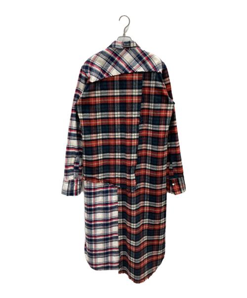 Maison MIHARA YASUHIRO（メゾン ミハラ ヤスヒロ）Maison MIHARA YASUHIRO (メゾン ミハラ ヤスヒロ) リメイクパターンロングネルシャツ レッド サイズ:46の古着・服飾アイテム