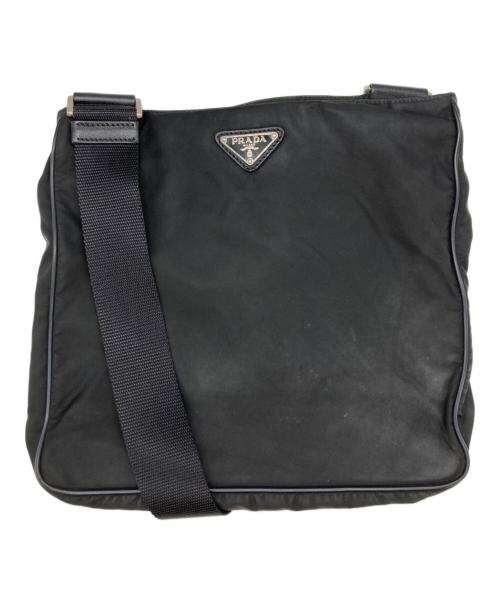 PRADA（プラダ）PRADA (プラダ) ロゴプレートショルダーバッグ ブラックの古着・服飾アイテム