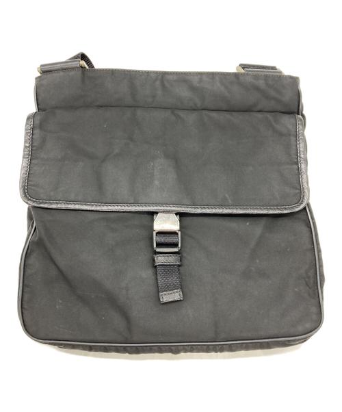 PRADA（プラダ）PRADA (プラダ) ロゴプレートショルダーバッグ ブラックの古着・服飾アイテム