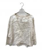 BEARDSLEYビアズリー）の古着「刺繍リネンブラウス」｜ベージュ