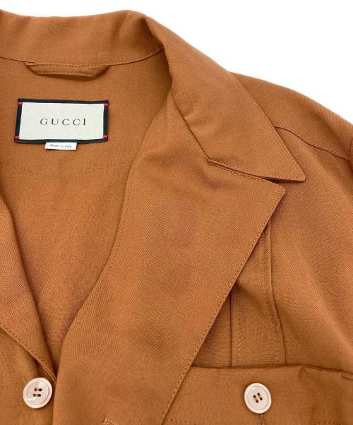 GUCCI（グッチ）GUCCI (グッチ) トロピカルウールシャツ ブラウン サイズ:46の古着・服飾アイテム