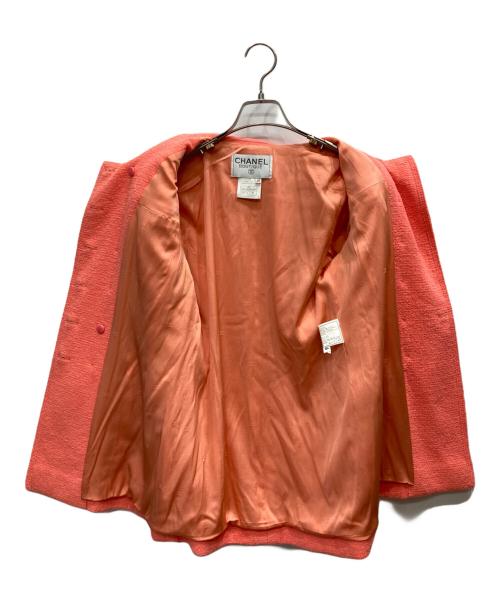 CHANEL（シャネル）CHANEL (シャネル) ココマークボタンダブルツイードジャケット ピンク サイズ:38の古着・服飾アイテム
