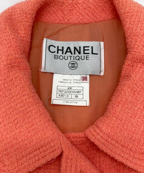 CHANEL（シャネル）CHANEL (シャネル) ココマークボタンダブルツイードジャケット ピンク サイズ:38の古着・服飾アイテム