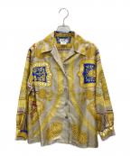HERMESエルメス）の古着「総柄スカーフシルクシャツ」｜ゴールド