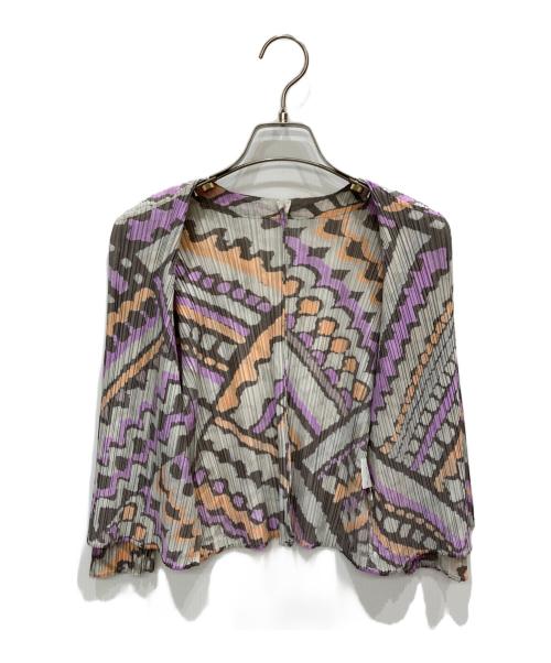 PLEATS PLEASE（プリーツプリーズ）PLEATS PLEASE (プリーツプリーズ) 総柄プリーツカーディガン マルチカラー サイズ:3の古着・服飾アイテム