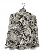 NARA CAMICIEナラカミーチェ）の古着「総柄フリルブラウス」｜グレー