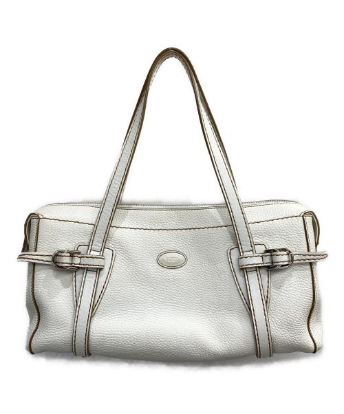 TOD'S（トッズ）TOD'S (トッズ) レザーショルダーバッグ ホワイトの古着・服飾アイテム