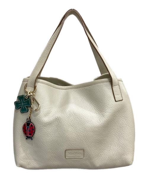 MaxMara（マックスマーラ）MaxMara (マックスマーラ) シボ革トートバッグ アイボリーの古着・服飾アイテム