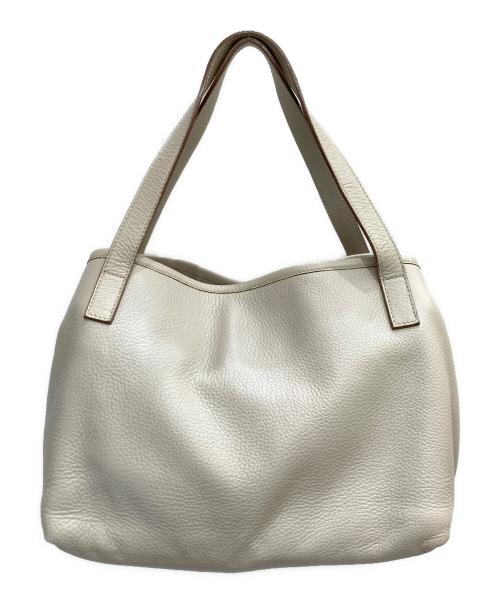 MaxMara（マックスマーラ）MaxMara (マックスマーラ) シボ革トートバッグ アイボリーの古着・服飾アイテム